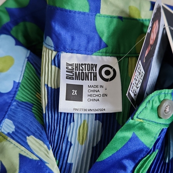 New NWT Sammy B X Target Floral Blue Green Ribbed Button Down Shirt XXL 2X - Picture 5 of 5
